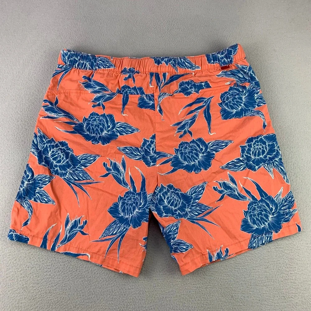Levi's Floral Belted Shorts Mens XL Orange Blue Casual Outdoor Vacation Hiking